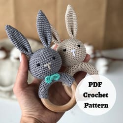 baby toys 0-6-12 months - bunny baby rattles toys - sensory teething toys - crochet pattern