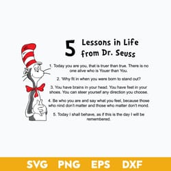 5 lessons in life from dr.seuss svg, dr.seuss quotes svg, dr. seuss clipart