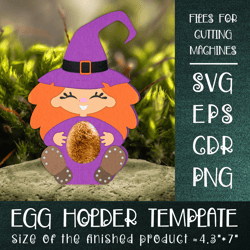 witch halloween egg holder template svg