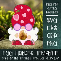 valentine gnome egg holder template svg