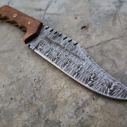 handmade damascus bowie knife with sheath fixed blade hunting knife for survival ergonomic walnut wood handle handmade