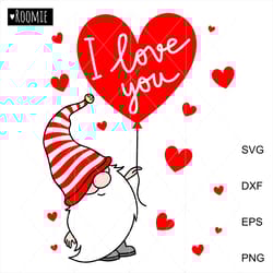 valentine gnome with heart clipart svg, i love you card, scandinavian gnome svg, valentine shirt design, gnome cricut