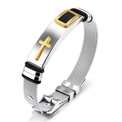 stainless steel men's cross bracelets