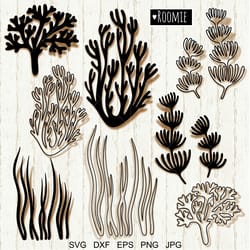 under the sea plants svg, seaweed svg, coral svg, ocean svg, sea svg cricut, ocean sea life svg, ocean clipart, beach