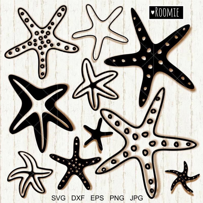 Seastars black and white clipart.jpg