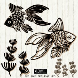 goldfish and sea plants svg, ocean svg, ocean clipart, sea svg, fish svg, beach svg sea animals svg cut file for cricut