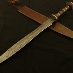 roman gladius, historical custom handmade damascus steel blade, dagger warrior sword