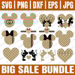 bundle 15 files gucci fashion svg, gucci logo svg, mickey gucci gang svg bundle, brand logo svg, fashion brand svg