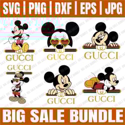 bundle 6 files mickey gucci fashion svg, gucci logo svg, mickey gucci gang svg bundle, brand logo svg, fashion brand svg