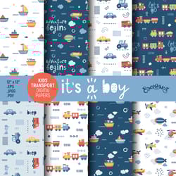 cars digital paper, vehicle digital paper, car seamless pattern, boys seamless pattern