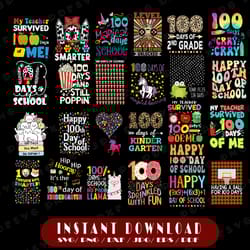 bundle 25 files happy 100 days of school svg, 100 days of school svg, school 100th day svg, cricut, svg files, file for