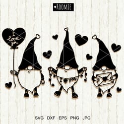valentine gnomes with hearts clipart svg, scandinavian gnome svg, i love you svg, valentine shirt design, gnome cricut