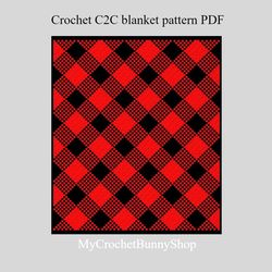 Crochet C2C Buffalo plaid blanket pattern PDF Download