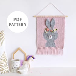 crochet bunny decor, wall hanging decor pattern, wall decor pattern, crochet decor, nursery wall decor, crochet bunny