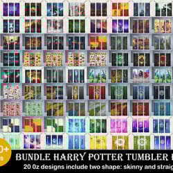 100 tumbler harry potter bundle, harry potter png, sublimation tumbler bundle, 20oz skinny tumbler bundle