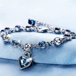 austrian crystal diamond-encrusted ocean heart bracelet