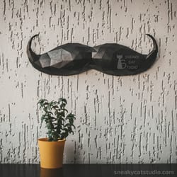paper mustache - 3d papercraft template digital pattern for printing and cutting (pdf, svg*, dxf*)