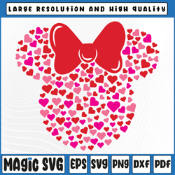 disney minnie & mickey mouse icon pink hearts valentine's day svg, valentine day, digital download