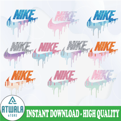 drip glitter nike sports brands logo png bundle, 10 files high quality sports brands logo