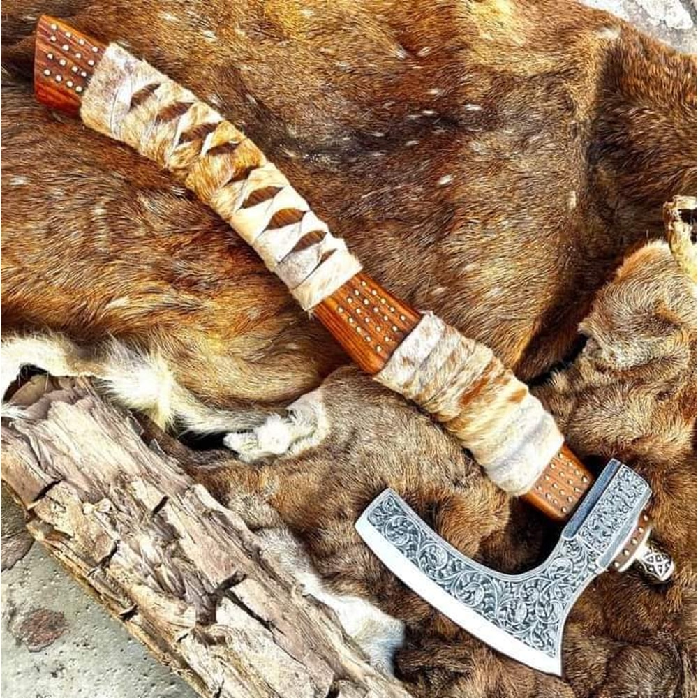 Carbon Steel Bearded Axe with Custom Engraving