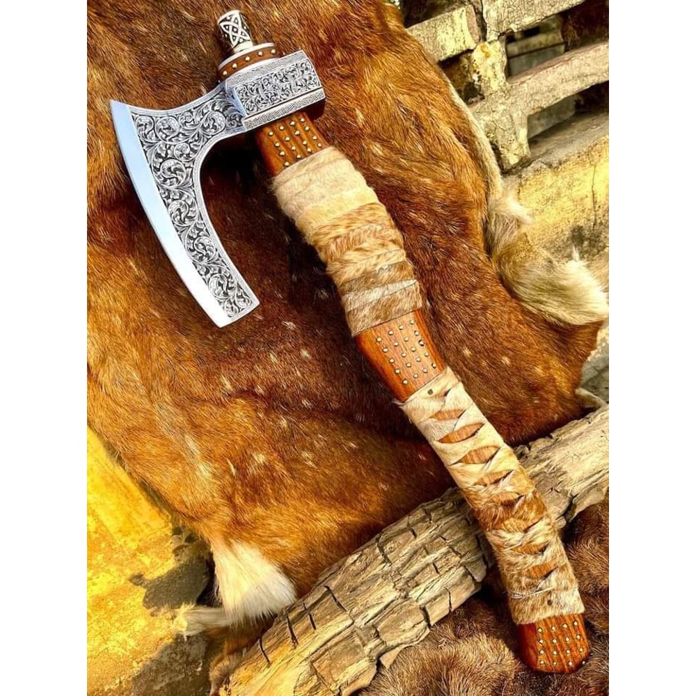 Carbon Steel Bearded Axe with Custom Engraving