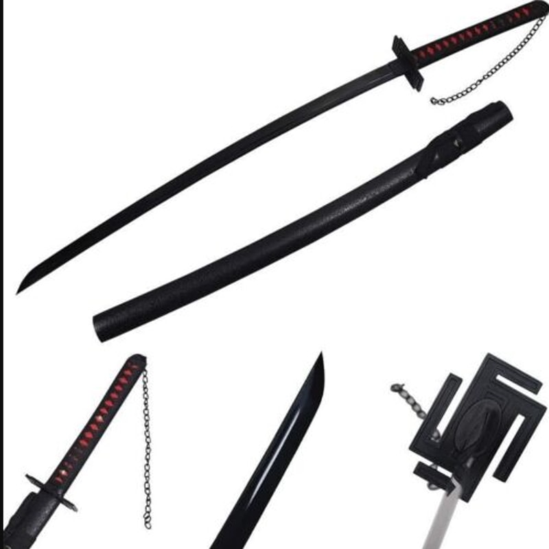 Bleach Kurosaki Ichigo Tensa Zangetsu Bonkai Japanese Samurai Katana black sworpng