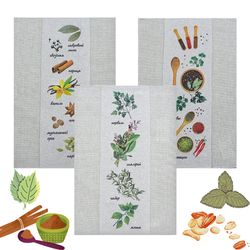 Linen towels set 3-pieces. European quality handmade color print linen