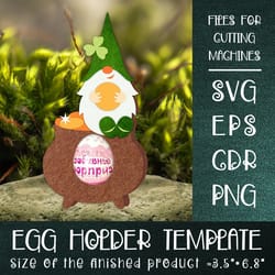 st. patrick's gnome |chocolate egg holder template svg