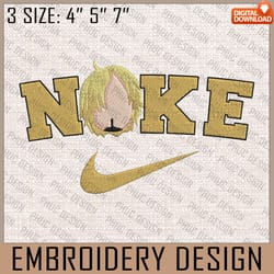 sanji nike embroidery files, nike embroidery, one piece, anime inspired embroidery design, machine embroidery design