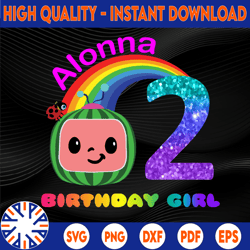 cocomelon personalized name and ages birthday girl png, coco melon png, cocomelon png, cocomelon birthday png