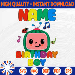 cocomelon personalized name and ages birthday boy svg png, cocomelon brithday svg,cocomelon family birthday svg