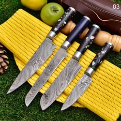 handmade damascus steel kitchen knives set, chef knife set, steak knife, bar b q, custom knives set, handmade knives set