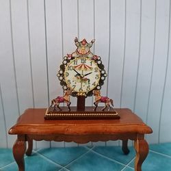 Miniature clock. Imitation. 1:12. Dollhouse miniature. Handmade.