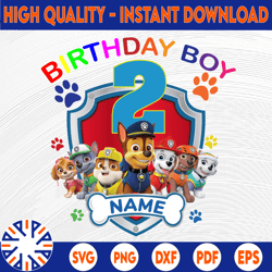 paw patrol chase birthday png, paw patrol birthday png family custom age and name birthday custom gift raglan kids