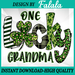 one lucky grandma png, leopard plaid st patrick day png, st patrick's day shamrock png, digital download