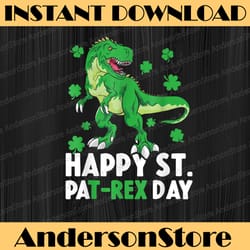 happy st pat-rex dinosaur saint patrick's day png sublimation designs