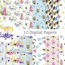 watercolor easter, seamless patterns.