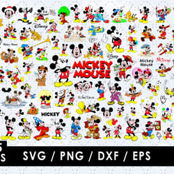 mickey mouse svg files, mickey mouse png files, vector png images, svg cut file for cricut, clipart bundle pack