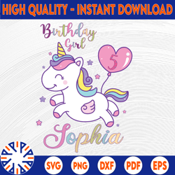 personalised unicorn birthday svg png, unicorn birthday themed party, unicorn birthday girl svg png cricut