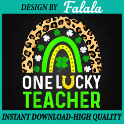 leopard shamrock one lucky teacher png, st patrick's day 2023 png, patrick day png, digital download