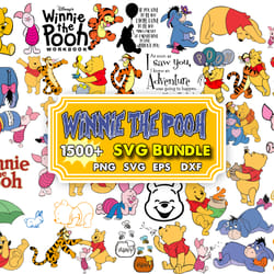 1500 winnie the pooh layered svg designs, pooh svg png bundle for cricut, tigger eeyore and piglet files