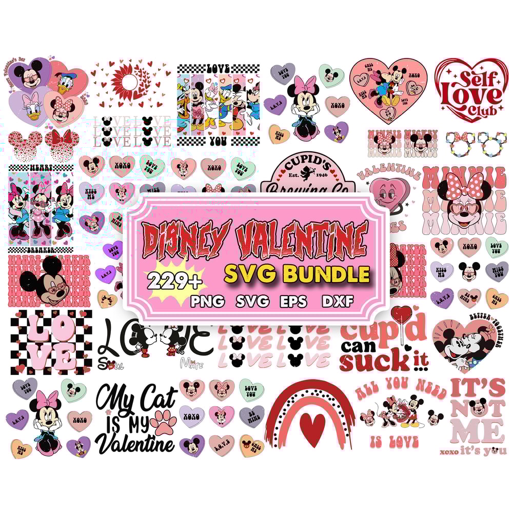Valentine's Day SVG Bundle, Disney Valentine Svg, Valentine Design for Shirts, Valentine Svg, Valentine Cut Files, Cricut, Silhouette, Png.jpg