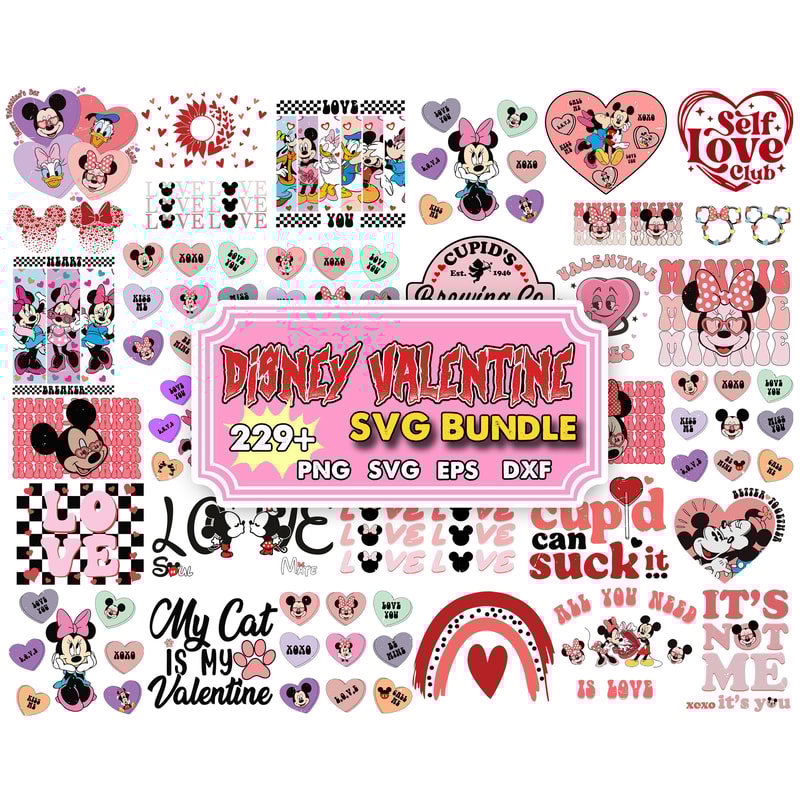 Valentine's Day SVG Bundle, Disney Valentine Svg, Valentine Design for Shirts, Valentine Svg, Valentine Cut Files, Cricut, Silhouette, Png.jpg