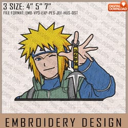 minato embroidery files, naruto, anime inspired embroidery design, machine embroidery design