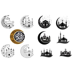 moon and mosque svg, mosque svg, mosque silhouette, mosque clipart, mosque bundle vector, mosque vector