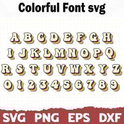 colorful font svg, colorful alphabet svg, font svg, silhouette, cricut font, bundle font, cute fonts, instant download