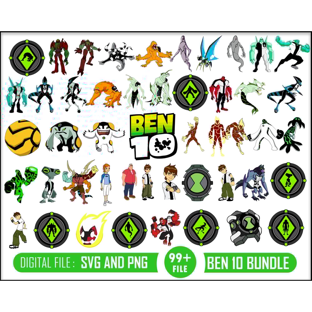 99 BEN 10 Clipart,Ben 10 images,Ben 10 characters,Ben 10 png, printable, transparent backgrounds, Instant Download.jpg