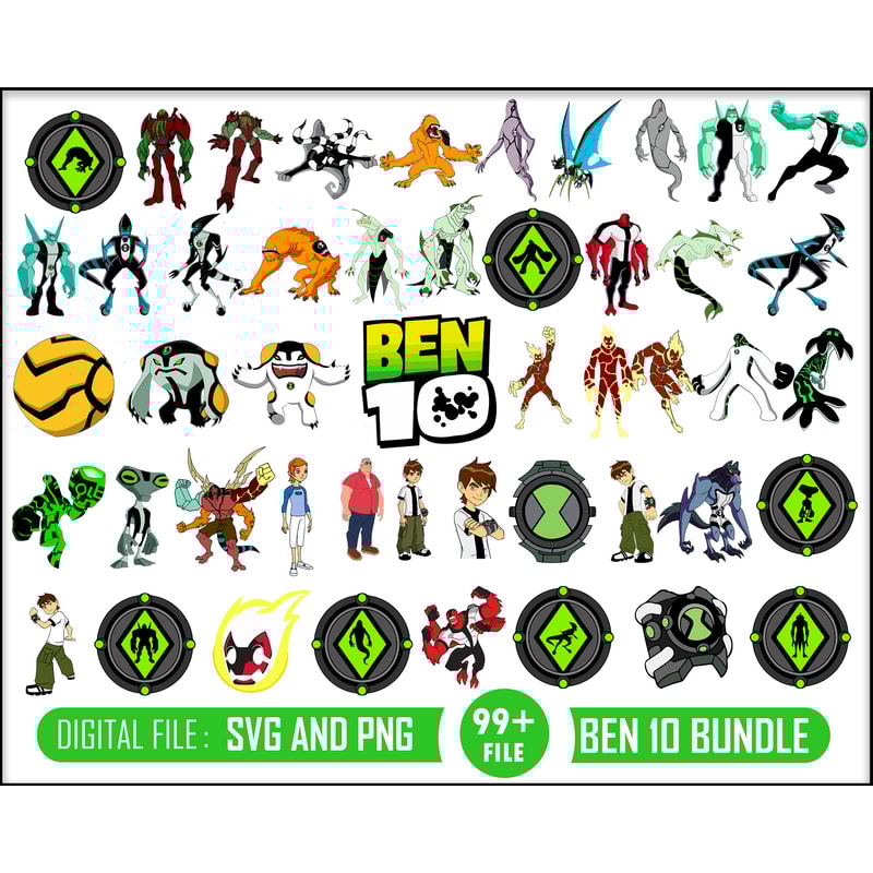 99 BEN 10 Clipart,Ben 10 images,Ben 10 characters,Ben 10 png, printable, transparent backgrounds, Instant Download.jpg