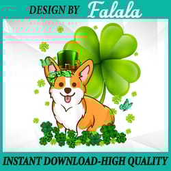 st. patrick's day corgi png, green buffalo plaid shamrock png, corgi leprechaun png, patrick day png, digital download
