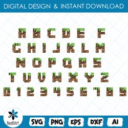 mine pixel font svg, mind craft alphabet, mine svg letters, block font svg, game alphabet, mind craft clipart, fonts svg